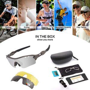 Polarized Sports Sunglasses w/Interchangeable Len & Case